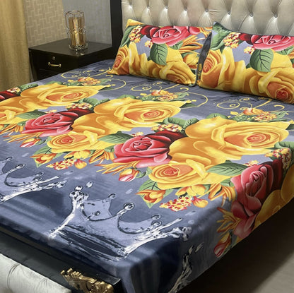 3D Crystal Cotton Bedsheet 3PC – 100+ Designs & Colours | Lifetime Colour & Fabric Guaranteed