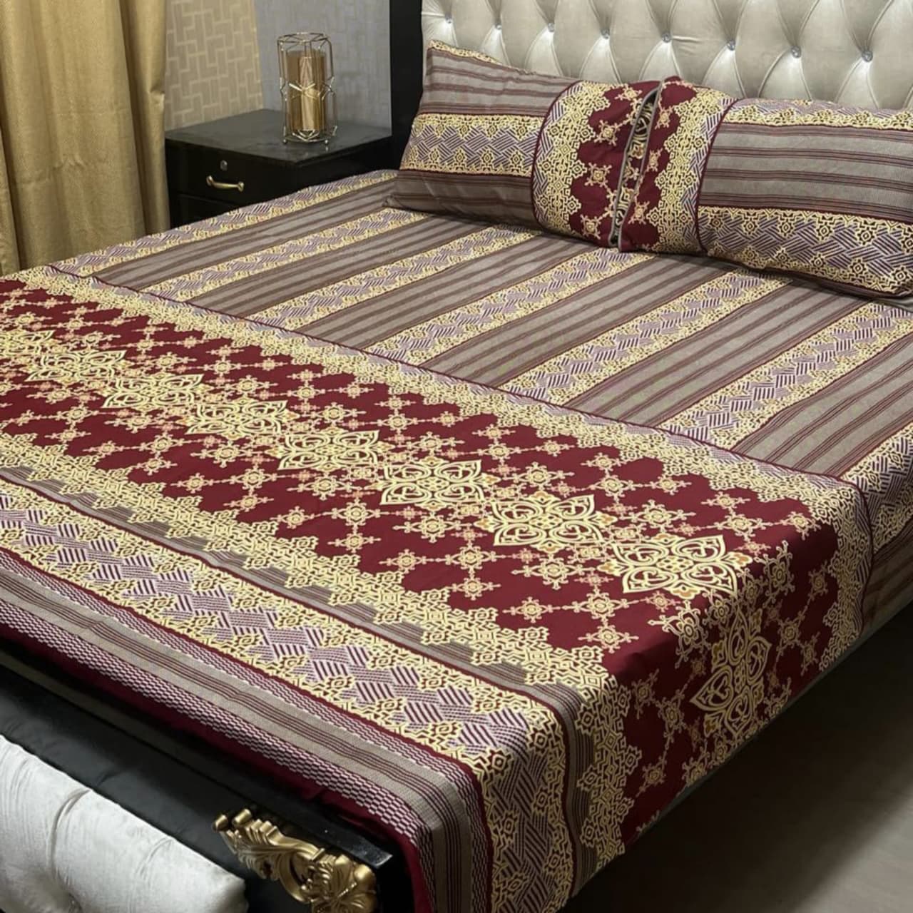 3D Crystal Cotton Bedsheet 3PC – 100+ Designs & Colours | Lifetime Colour & Fabric Guaranteed