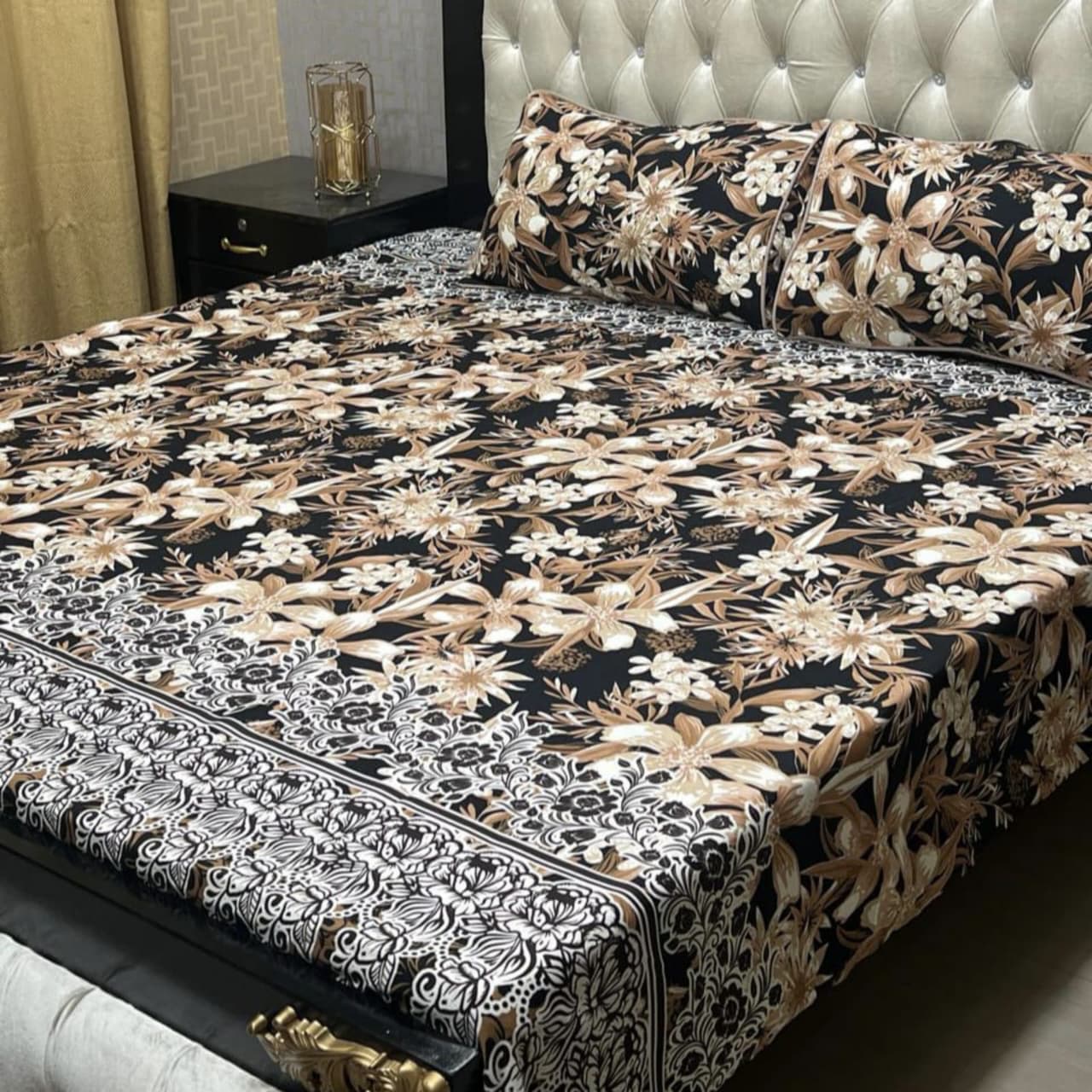 3D Crystal Cotton Bedsheet 3PC – 100+ Designs & Colours | Lifetime Colour & Fabric Guaranteed