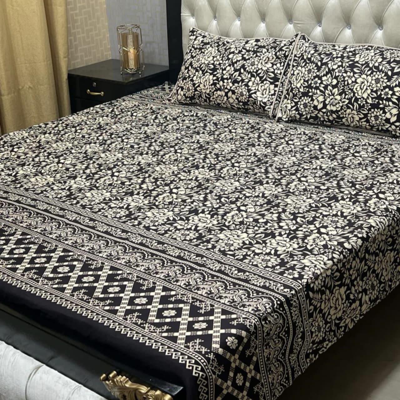 3D Crystal Cotton Bedsheet 3PC – 100+ Designs & Colours | Lifetime Colour & Fabric Guaranteed