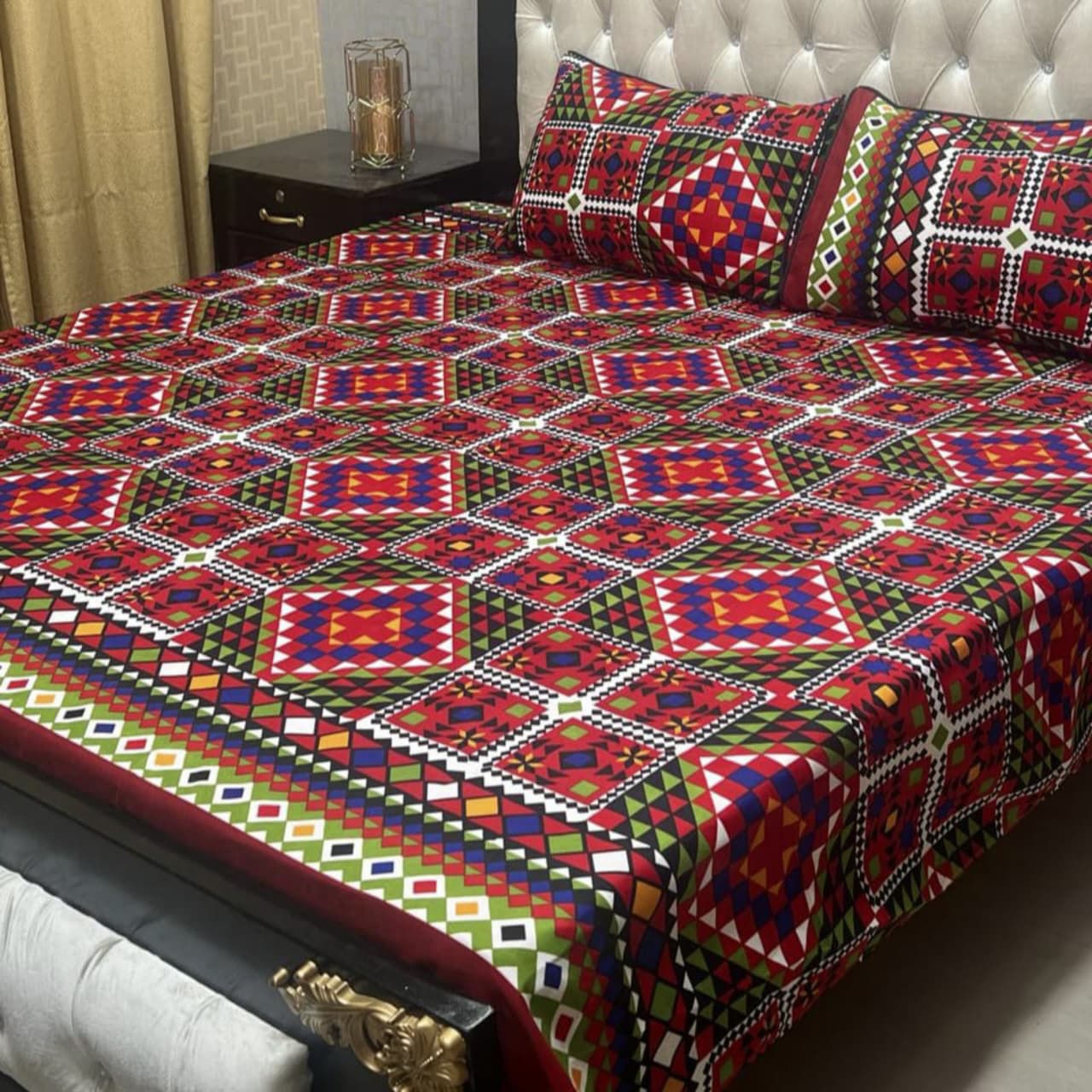3D Crystal Cotton Bedsheet 3PC – 100+ Designs & Colours | Lifetime Colour & Fabric Guaranteed