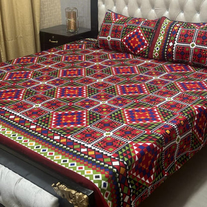 3D Crystal Cotton Bedsheet 3PC – 100+ Designs & Colours | Lifetime Colour & Fabric Guaranteed