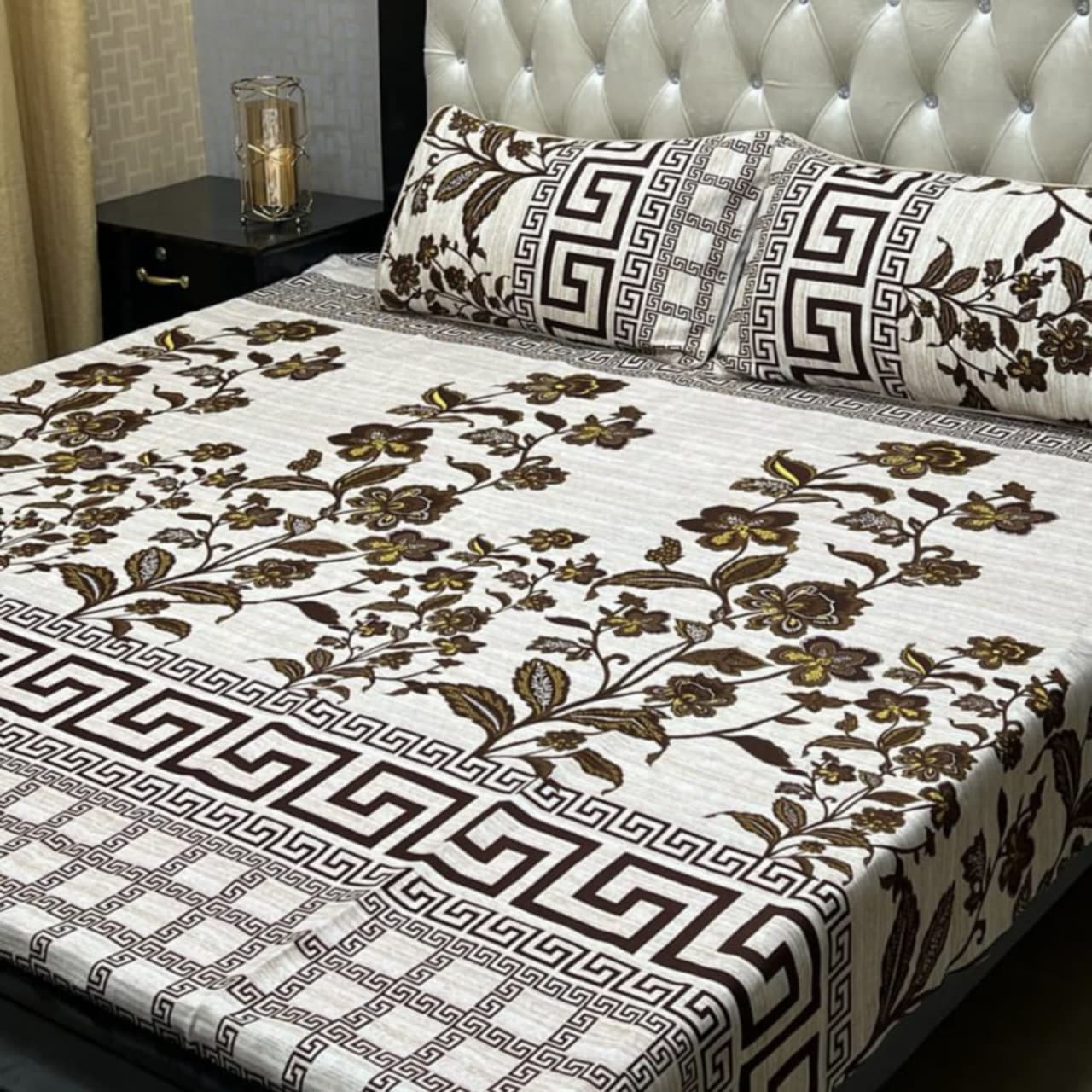 3D Crystal Cotton Bedsheet 3PC – 100+ Designs & Colours | Lifetime Colour & Fabric Guaranteed