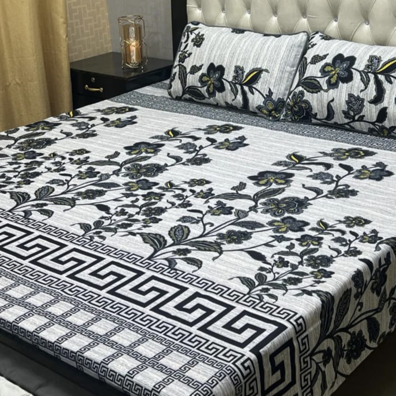 3D Crystal Cotton Bedsheet 3PC – 100+ Designs & Colours | Lifetime Colour & Fabric Guaranteed