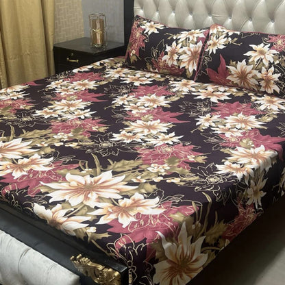 3D Crystal Cotton Bedsheet 3PC – 100+ Designs & Colours | Lifetime Colour & Fabric Guaranteed