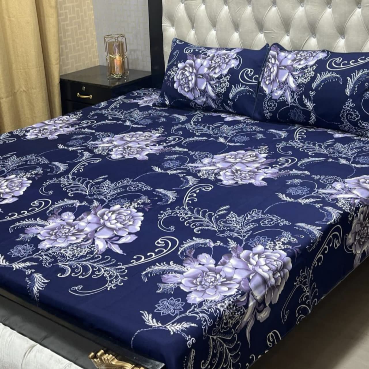 3D Crystal Cotton Bedsheet 3PC – 100+ Designs & Colours | Lifetime Colour & Fabric Guaranteed