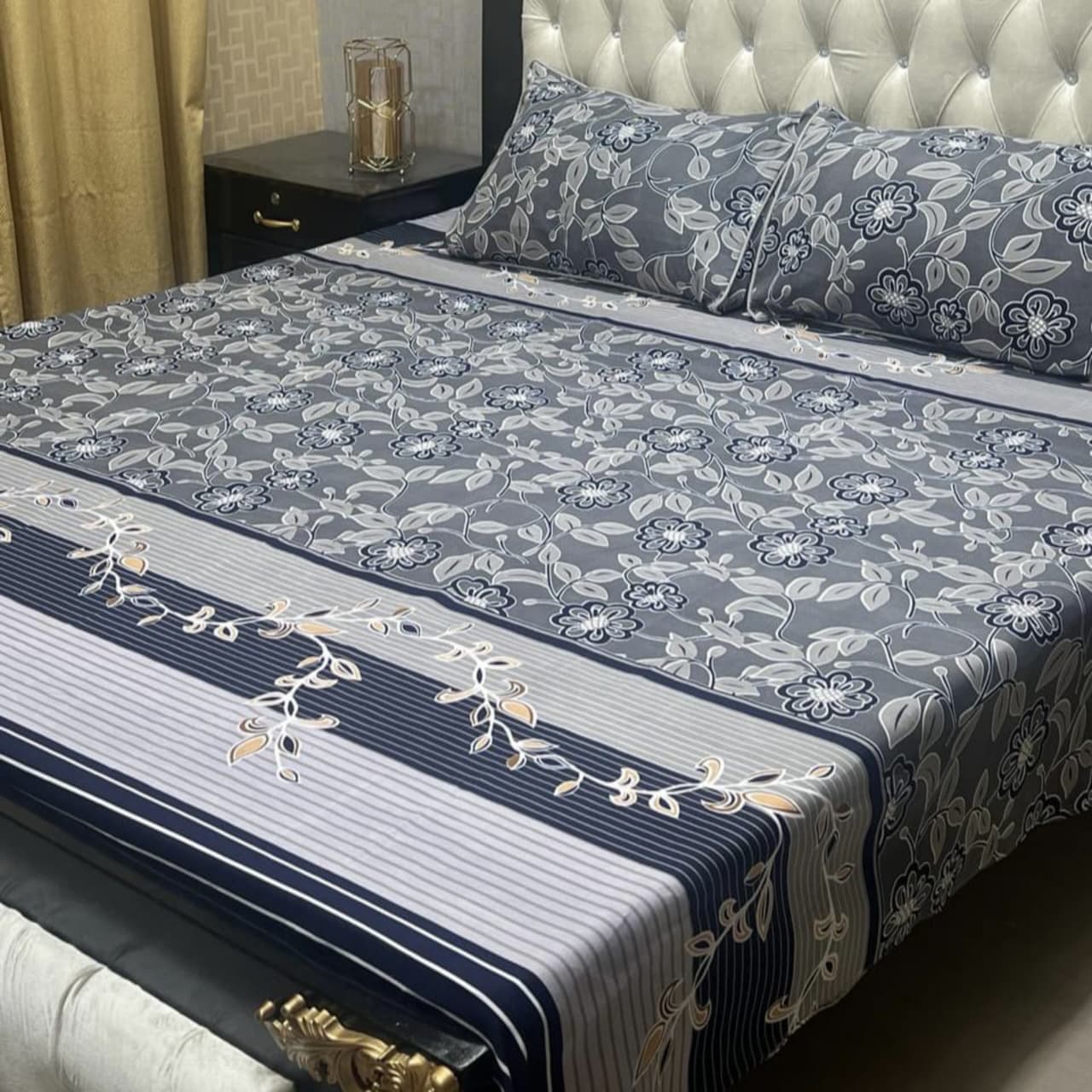 3D Crystal Cotton Bedsheet 3PC – 100+ Designs & Colours | Lifetime Colour & Fabric Guaranteed