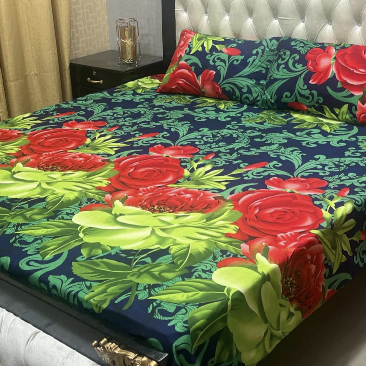 3D Crystal Cotton Bedsheet 3PC – 100+ Designs & Colours | Lifetime Colour & Fabric Guaranteed