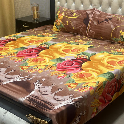 3D Crystal Cotton Bedsheet 3PC – 100+ Designs & Colours | Lifetime Colour & Fabric Guaranteed