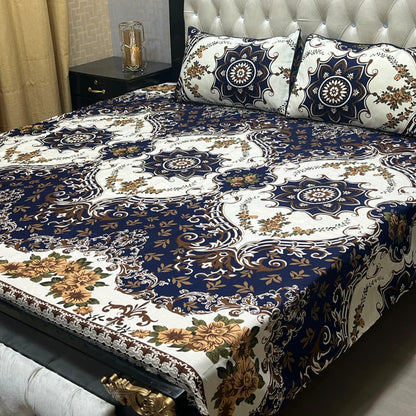 3D Crystal Cotton Bedsheet 3PC – 100+ Designs & Colours | Lifetime Colour & Fabric Guaranteed