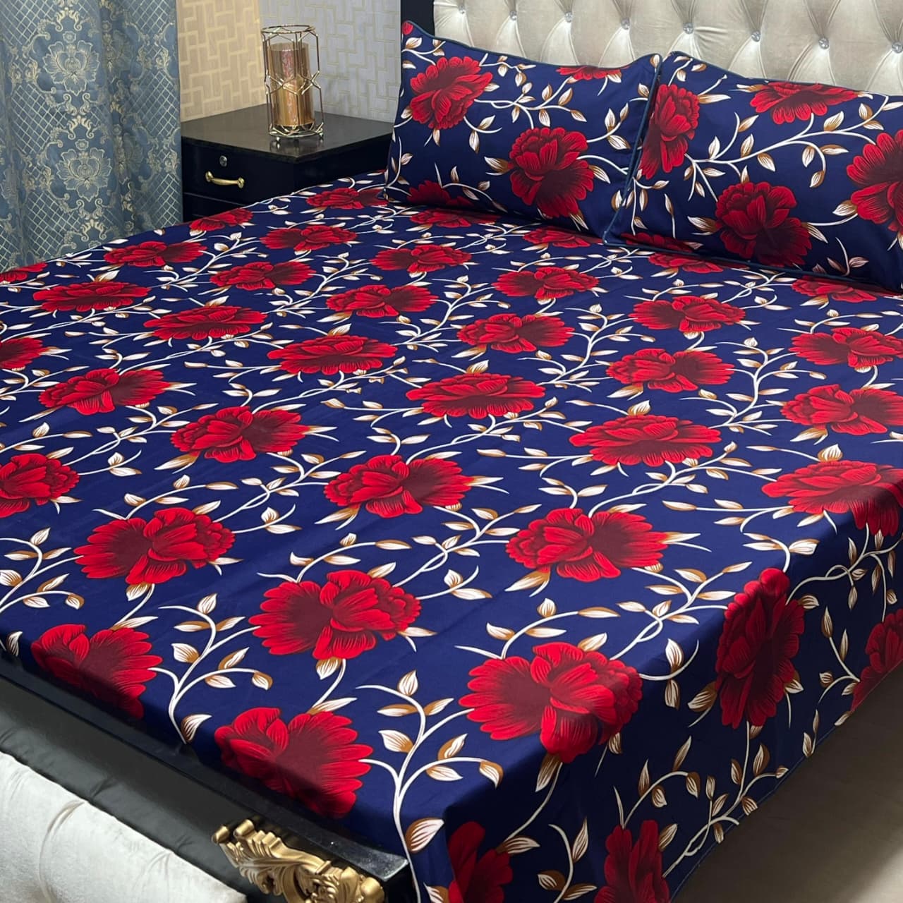 3D Crystal Cotton Bedsheet 3PC – 100+ Designs & Colours | Lifetime Colour & Fabric Guaranteed