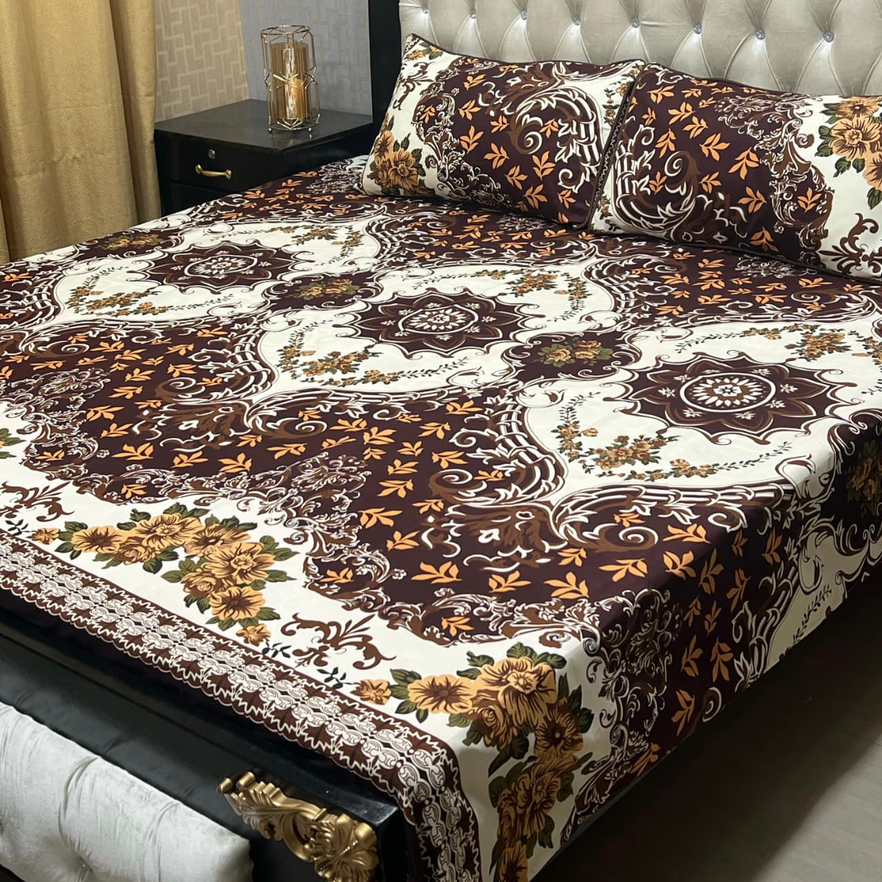 3D Crystal Cotton Bedsheet 3PC – 100+ Designs & Colours | Lifetime Colour & Fabric Guaranteed