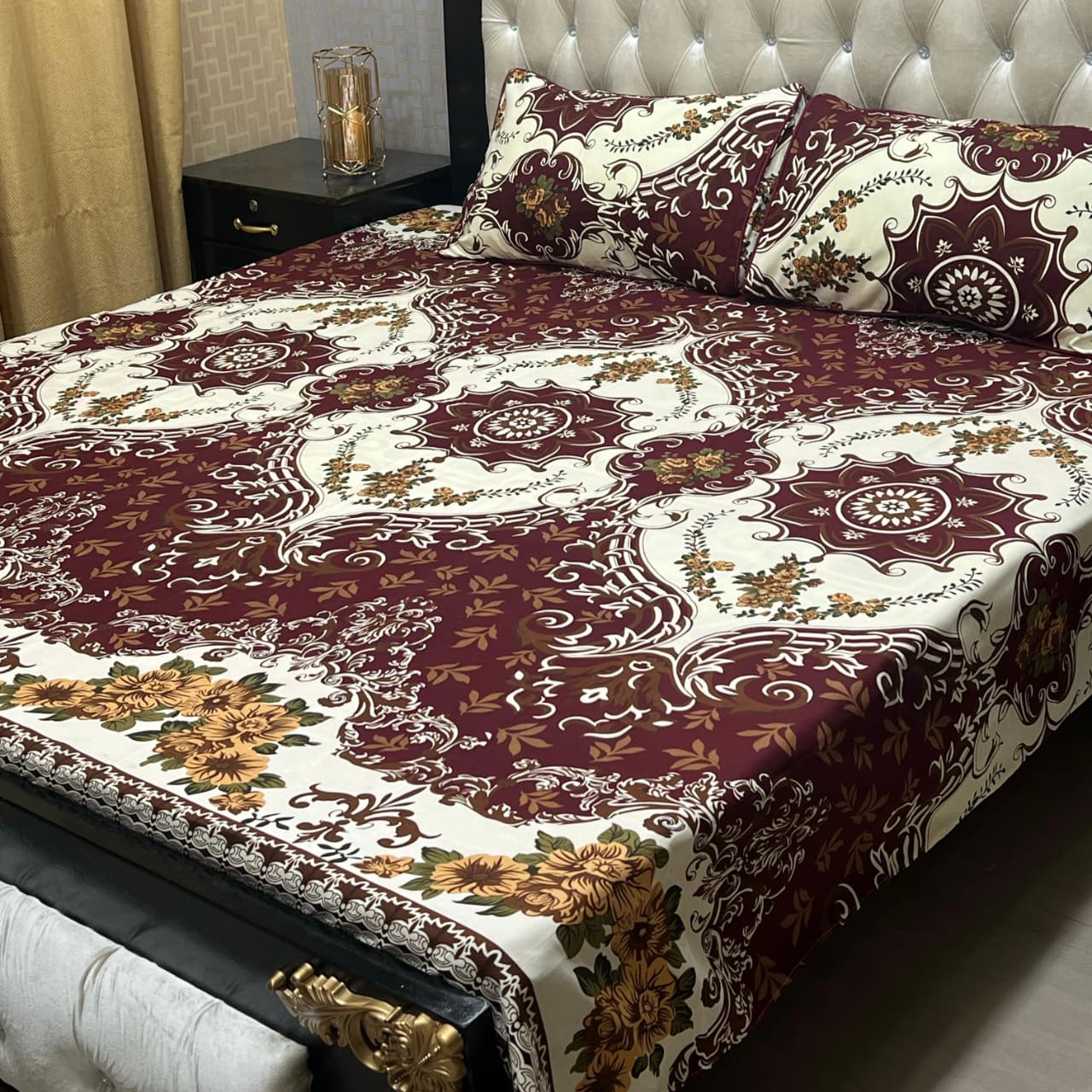 3D Crystal Cotton Bedsheet 3PC – 100+ Designs & Colours | Lifetime Colour & Fabric Guaranteed