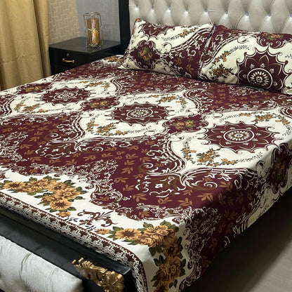 3D Crystal Cotton Bedsheet 3PC – 100+ Designs & Colours | Lifetime Colour & Fabric Guaranteed