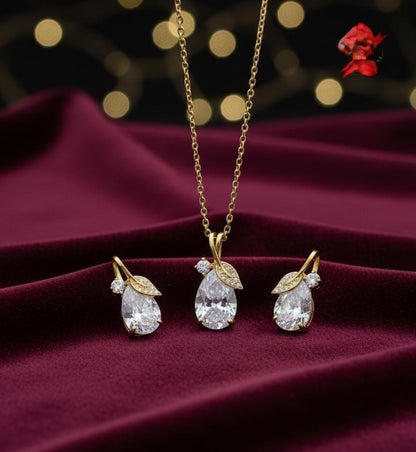 925 Gold & Silver Plated Designer Pendant Locket Set with Earrings – Elegant Jewelry Gift for Her