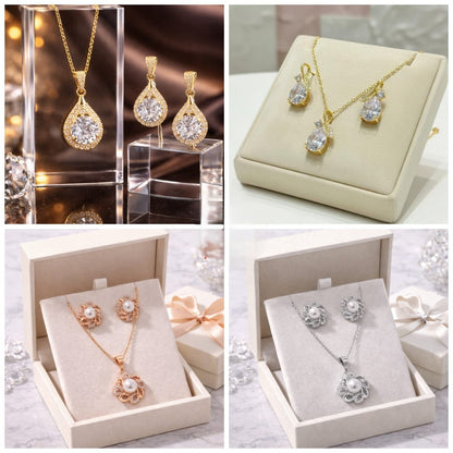 925 Gold & Silver Plated Designer Pendant Locket Set with Earrings – Elegant Jewelry Gift for Her
