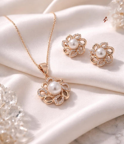925 Gold & Silver Plated Designer Pendant Locket Set with Earrings – Elegant Jewelry Gift for Her