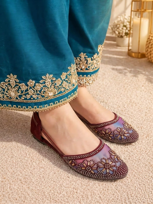 Ladies Stylish Net Khussa – Soft Foami Sole Shoes for Women | Eid Fancy