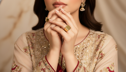 Women’s Bold Geometric Gold Statement Ring | 18K Gold-Plated Stainless Steel Square Signet