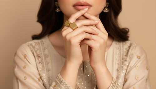 Women’s Bold Geometric Gold Statement Ring | 18K Gold-Plated Stainless Steel Square Signet