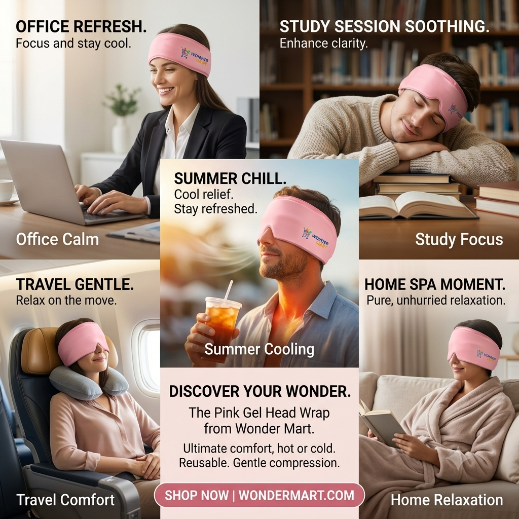 Wonder Mart Hot and Cold Therapy Gel Hat reusable cooling and warming comfort cap for home office study 