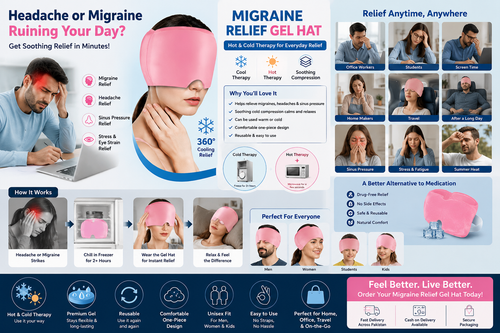 Wonder Mart Hot & Cold Therapy Gel Hat | Reusable Cooling & Warming Comfort Cap | Unisex 360° Gel Head Wrap