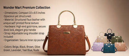 Wonder Mart Luxury Flower Handbag in primary color with gold hardware and floral accent