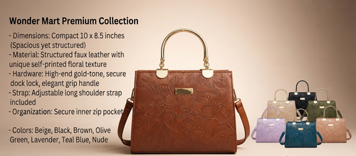 Wonder Mart Premium Quality Luxury Flower Ladies Handbag – Designer Floral Accent Top Handle & Shoulder Purse for Women