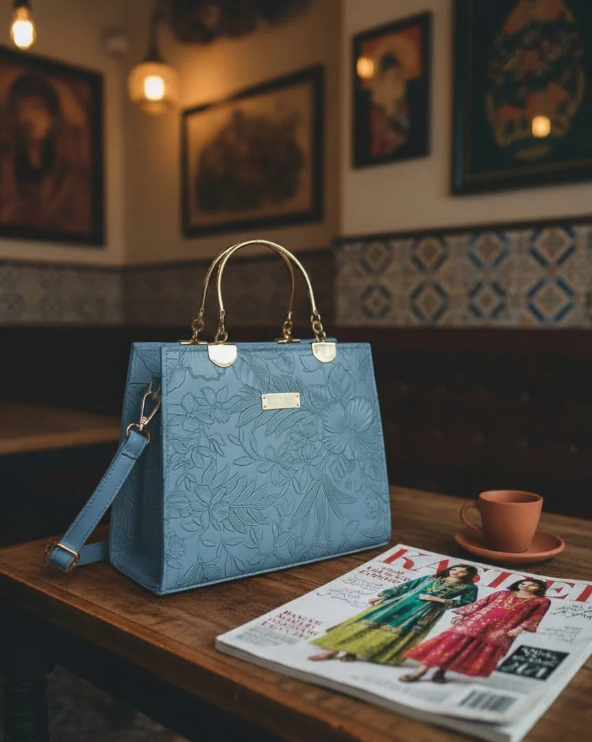 "Wonder Mart luxury flower ladies handbag collection showcasing color options"