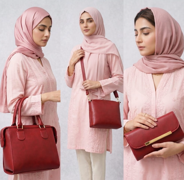 Zipzap Royale 3-piece luxury handbag set in classic pink faux leather with gold hardware.