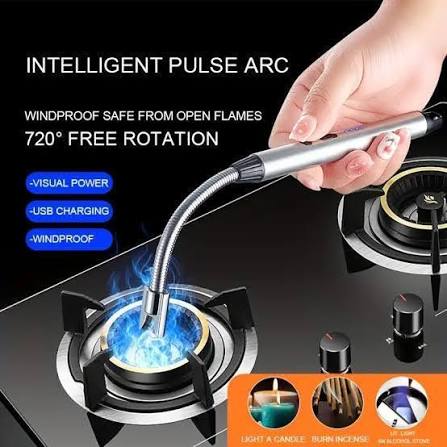 360° Flexible Electric Arc Lighter – USB Rechargeable, Windproof Plasma Lighter for Kitchen, Candles, & BBQ – Durable & Safe Flameless Lighter (Multicolor)