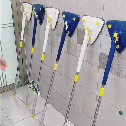Triangle Cleaning Mop – 360° Rotatable Telescopic Microfiber Mop with 4 Pads for Wet & Dry Floor Cleaning