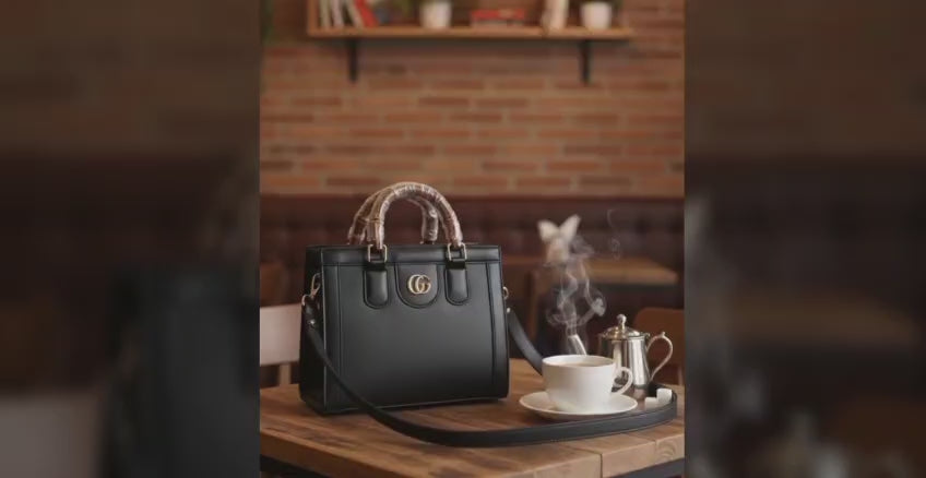 Premium Zohra Luxe Bamboo Structured Handbag video showcasing the faux leather finish, bamboo top handle, structured design, and adjustable crossbody strap for women in Pakistan.