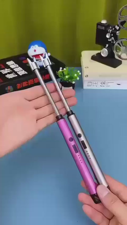 360° Flexible Electric Arc Lighter – USB Rechargeable, Windproof Plasma Lighter for Kitchen, Candles, & BBQ – Durable & Safe Flameless Lighter (Multicolor)