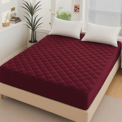 Fancy Quilted Waterproof Mattress Fitted Bedsheet – King Size | Wonder Mart