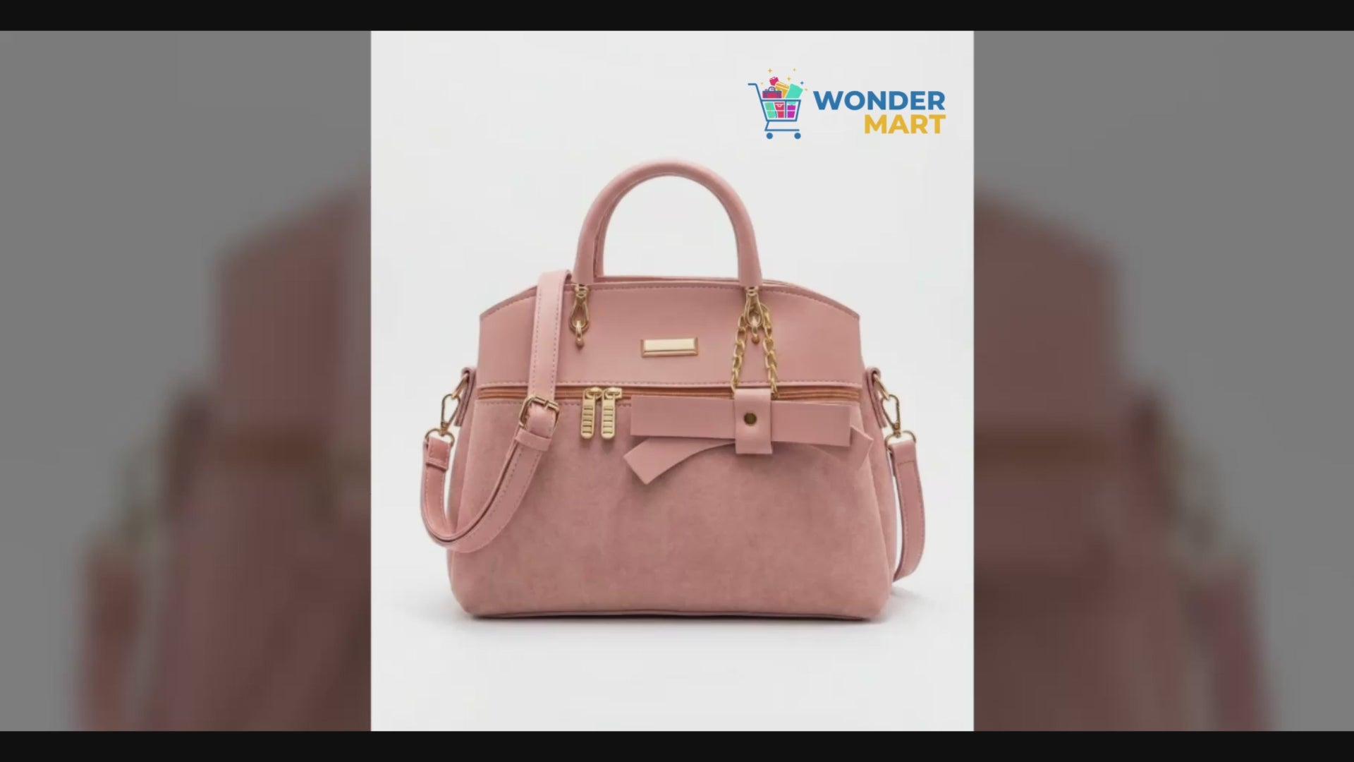 Wonder_Mart_Elara_Bow_Luxe_Handbag_featuring_premium_soft_leather_finish_elegant_bow_design_three_spacious_compartments_gold_hardware_and_adjustable shoulder strap