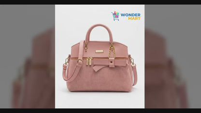 Wonder_Mart_Elara_Bow_Luxe_Handbag_featuring_premium_soft_leather_finish_elegant_bow_design_three_spacious_compartments_gold_hardware_and_adjustable shoulder strap