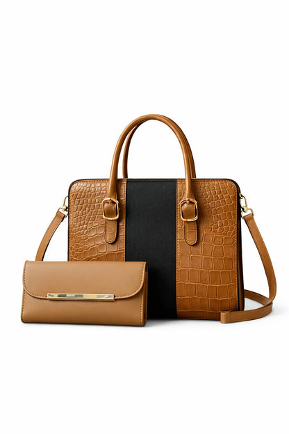 wonder-mart-verona-croc-luxe-2-piece-handbag-set-black and brown
