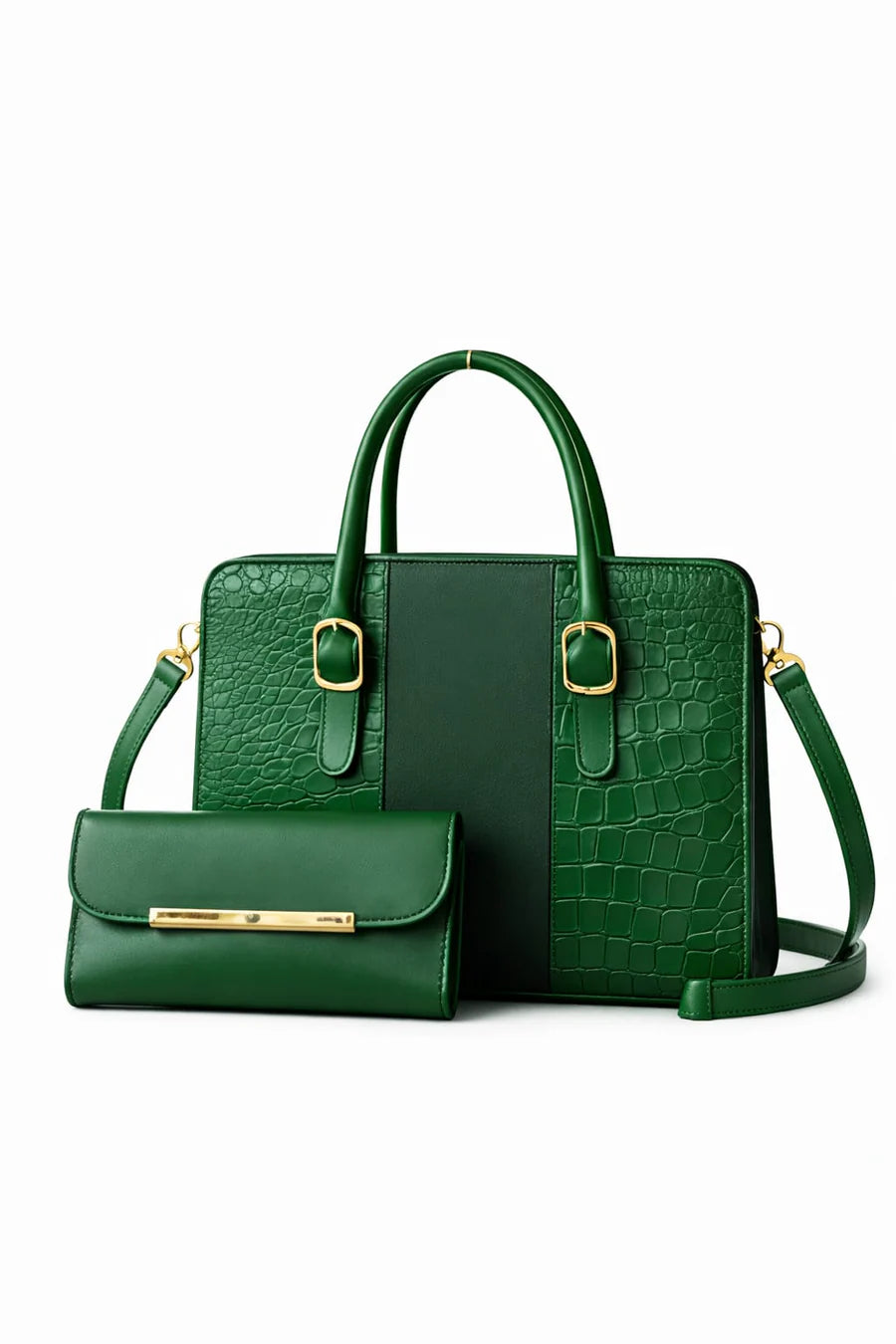 wonder-mart-verona-croc-luxe-2-piece-handbag-set-dark green